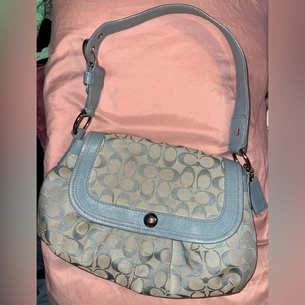 Coach Light Blue Patterned Shoulder Bag